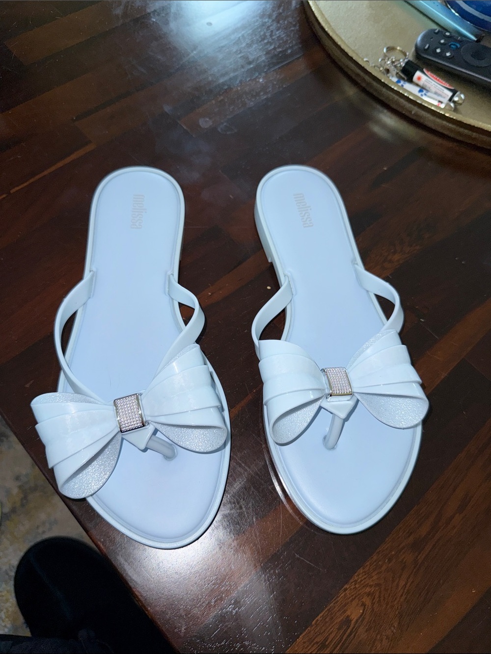 Melissa Jelly Bow Thong Sandals with Crystal Accent